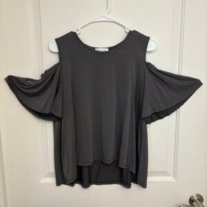 Gray Cold Shoulder Top